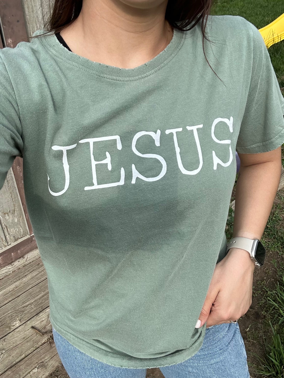 Jesus Tee- OLIVE