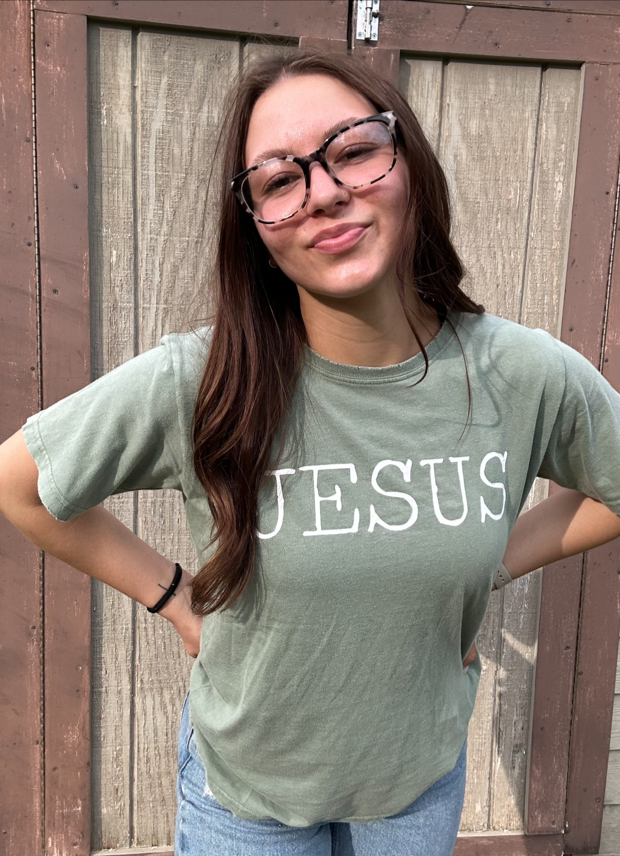 Jesus Tee- OLIVE