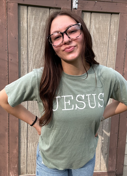 Jesus Tee- OLIVE