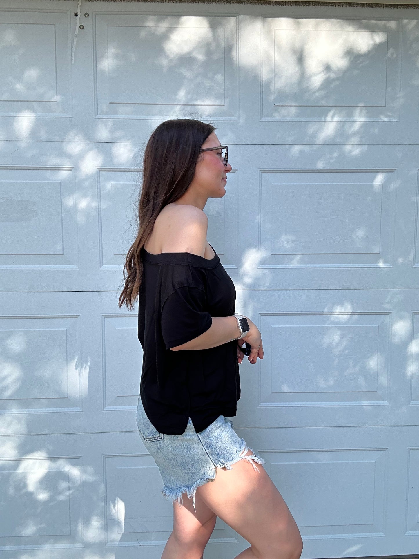 Off The Shoulder Tee- BLACK